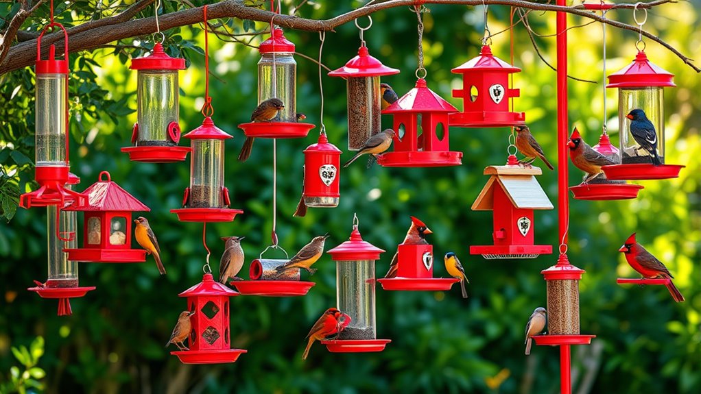 top red bird feeders
